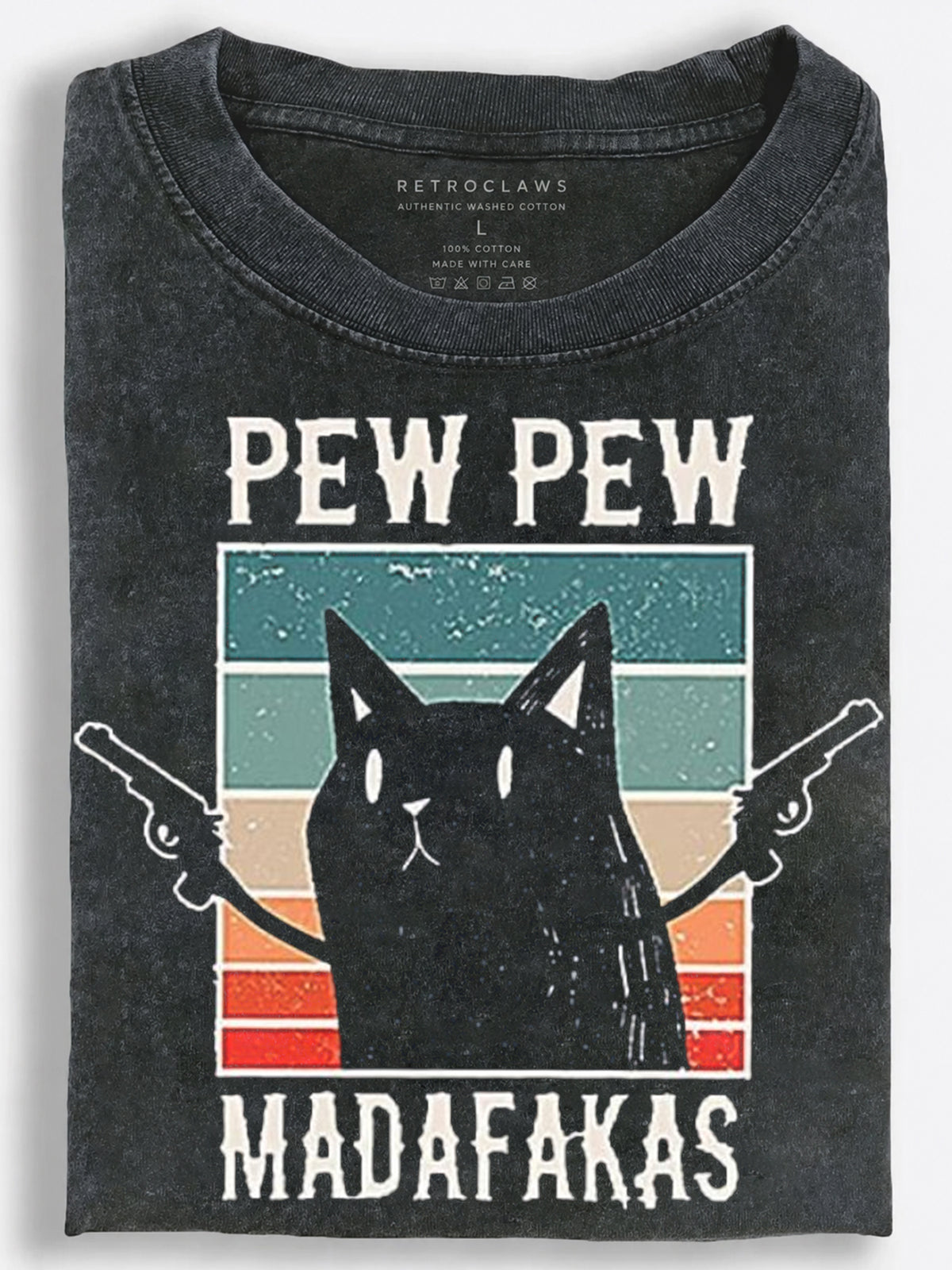Pew Pew Cat Vintage Washed T-Shirt