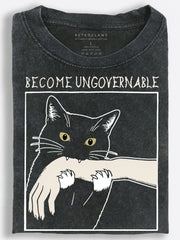 Black Cat Hugging Arm Scene Vintage Washed T-Shirt