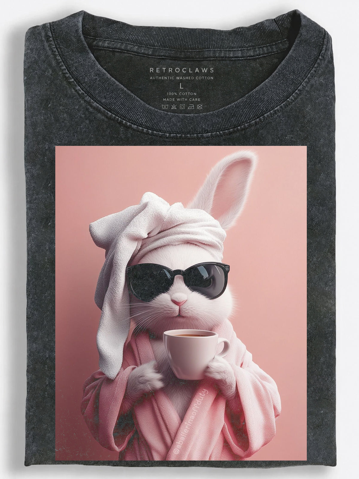 Rabbit Morning Coffee Vintage Washed T-Shirt