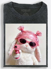 Bunny Pink Gangster Scene Vintage Washed T-Shirt
