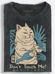 Cat Don??£¤t Touch Me Graphic Vintage Washed T-Shirt