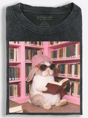 Rabbit Reading in the Library Vintage Washed T-Shirt