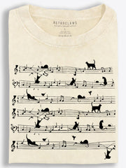 Cats on Musical Notes Vintage Washed T-Shirt