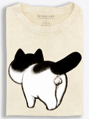 Cat Butt Illustration Vintage Washed T-Shirt