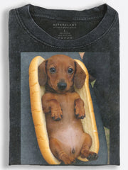 Dachshund in a Hot Dog Bun Vintage Washed T-Shirt