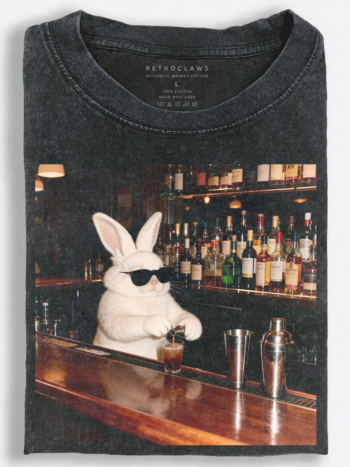 Rabbit Mixing Cocktails Vintage Washed T-Shirt