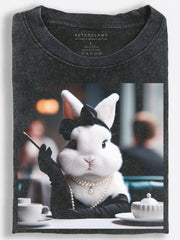 Rabbit Having Afternoon Tea Vintage Washed T-Shirt