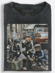Cats Hanging Out in the Streets Vintage Washed T-Shirt