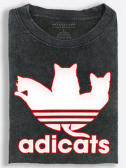 Cats Adicats Parody Logo Vintage Washed T-Shirt
