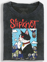 Cat Heavy Metal Smoke Break Vintage Washed T-Shirt