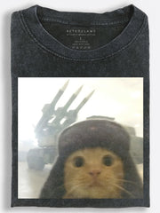 Cat Dark Fantasy Warrior Vintage Washed T-Shirt