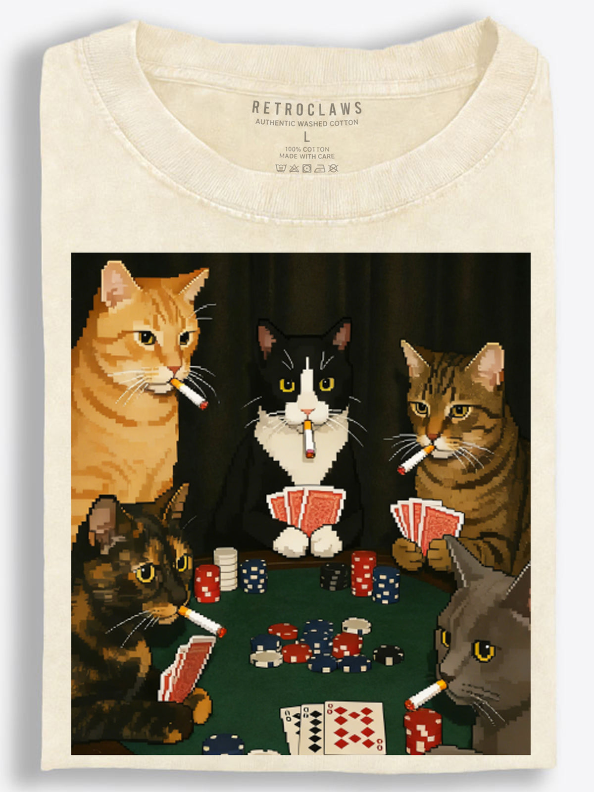 Cats Underground Poker Night Vintage Washed T-Shirt