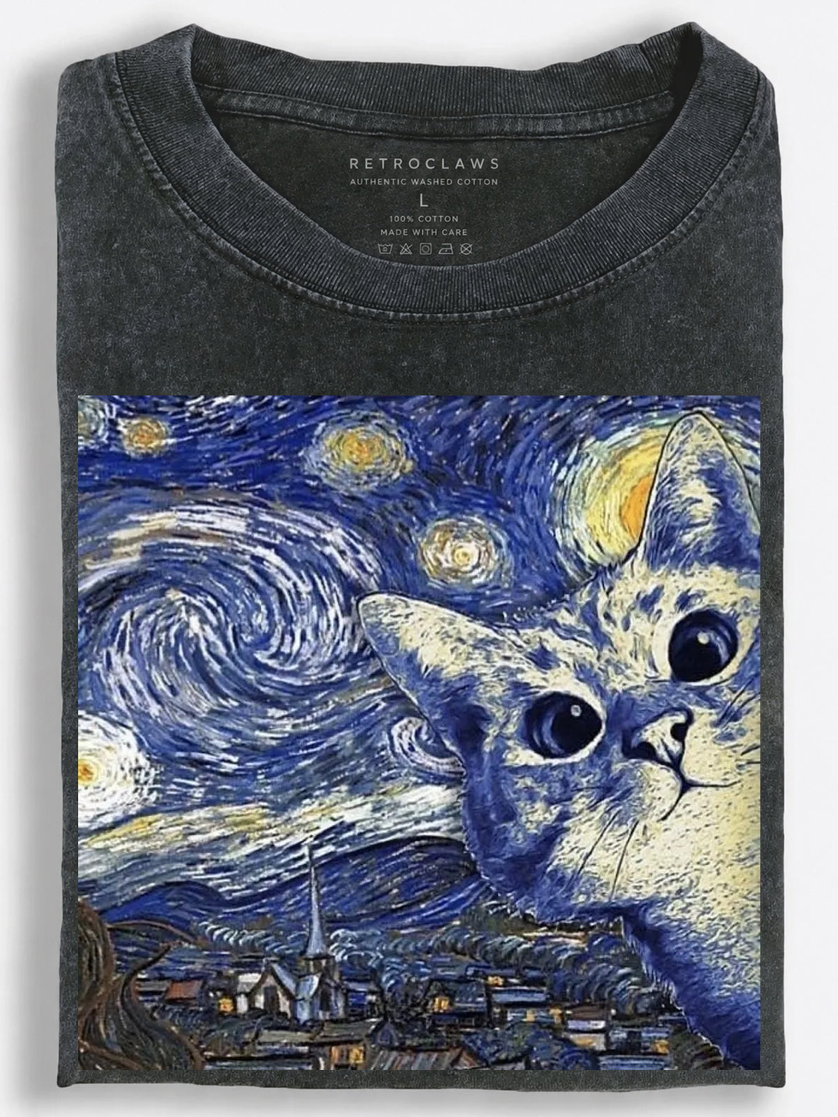 Cats Starry Night Selfie Vintage Washed T-Shirt