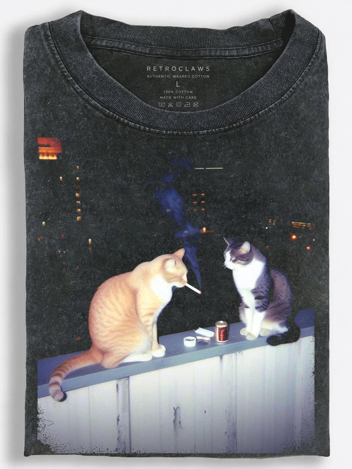 Cats Midnight Rooftop Meeting Vintage Washed T-Shirt