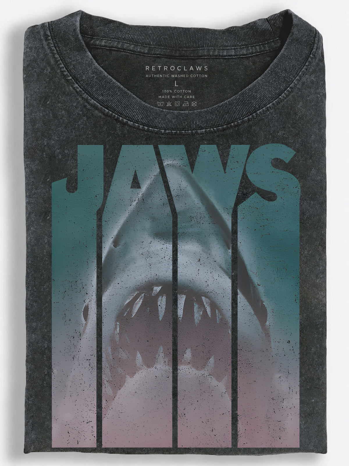 Shark Retro Jaws Poster Vintage Washed T-Shirt