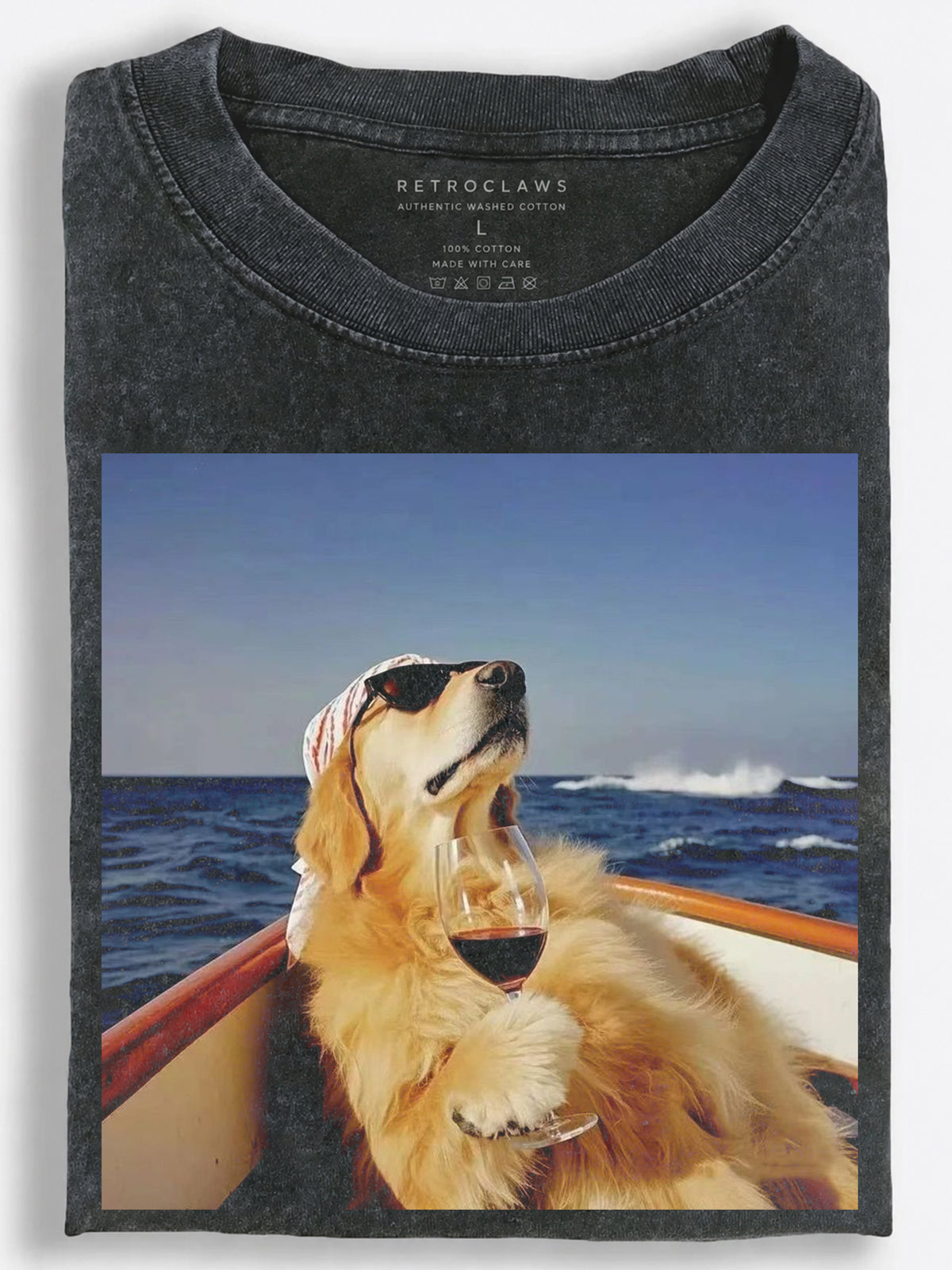 Golden Retriever Wine Cruise Vintage Washed T-Shirt