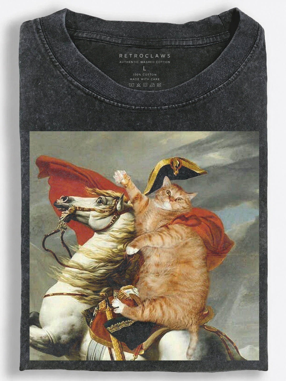 Cat Riding into Battle Vintage Washed T-Shirt