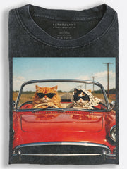 Cats Vintage Road Trip Vintage Washed T-Shirt