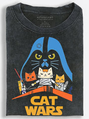 Cat Galactic Wars Vintage Washed T-Shirt