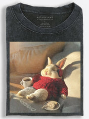 Rabbit Cozy Coffee Break Vintage Washed T-Shirt