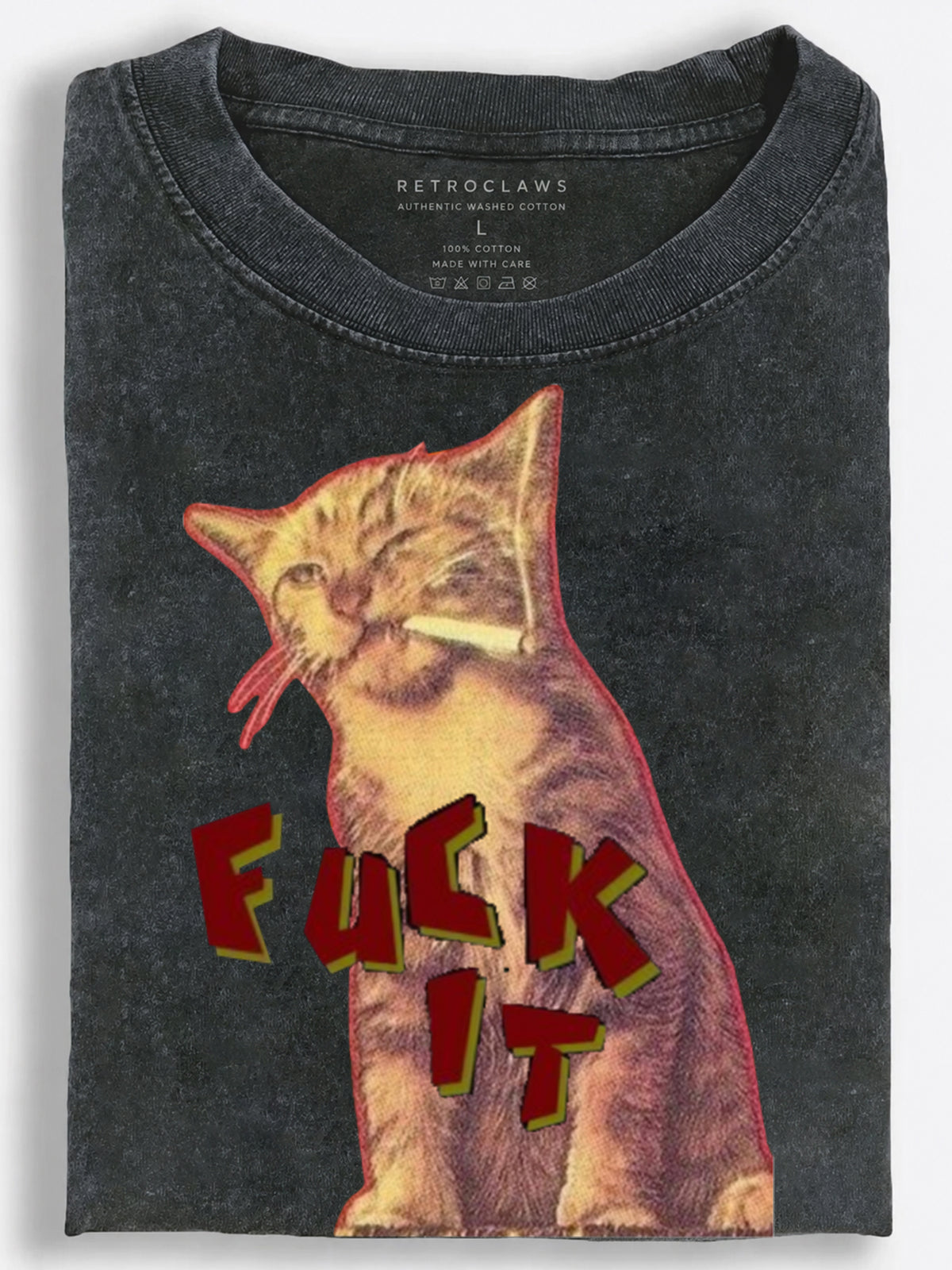 Unbothered Smoking Cat Fuck It Vintage Washed T-Shirt