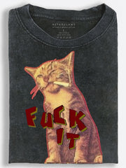 Unbothered Smoking Cat Fuck It Vintage Washed T-Shirt
