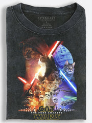 Cat Wars The Purr Awakens Movie Parody Vintage Washed T-Shirt