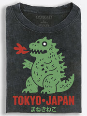 Retro Fire-Breathing Monster Tokyo Japan Vintage Washed T-Shirt