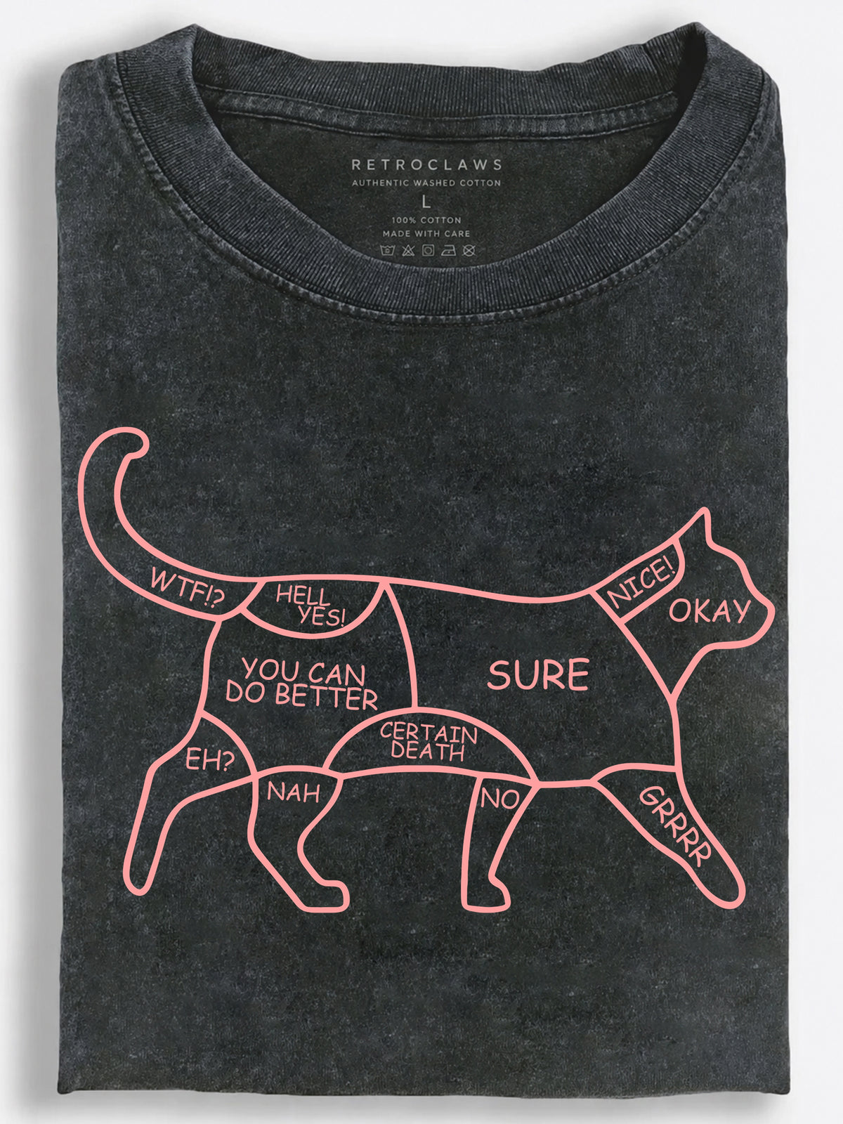 Funny Cat Petting Reaction Chart Vintage Washed T-Shirt