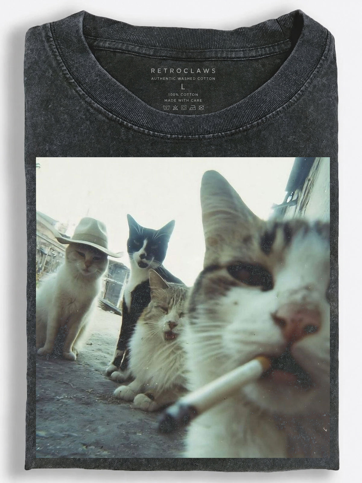 Street Cat Crew Group Portrait Vintage Washed T-Shirt