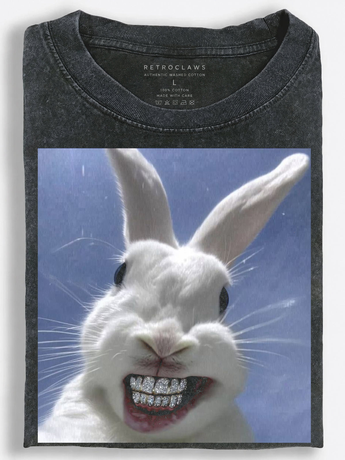 White Rabbit with Diamond Grillz Close-Up Vintage Washed T-Shirt