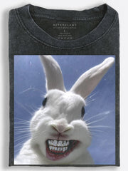 White Rabbit with Diamond Grillz Close-Up Vintage Washed T-Shirt