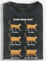 Funny Feline Chonk Size Chart Vintage Washed T-Shirt