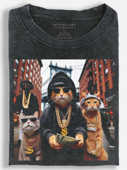 Hip-Hop Cat Crew in Brooklyn Vintage Washed T-Shirt