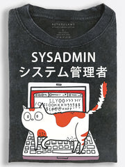 System Administrator Chicken at a Laptop Vintage Washed T-Shirt