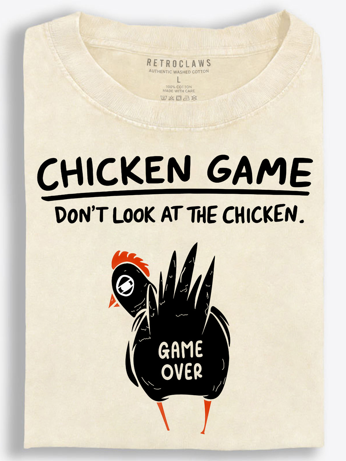 Funny Chicken ???Game Over??¨¤ Quote Vintage Washed T-Shirt