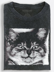 Goofy Cat Close-Up Portrait Vintage Washed T-Shirt