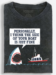 Funny Shark and Boat Quote Vintage Washed T-Shirt