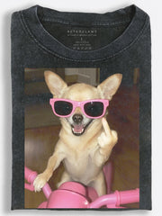 Sassy Chihuahua Riding a Pink Bike Vintage Washed T-Shirt