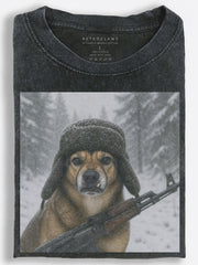 Gritty Slavic Guard Dog Armed in a Frozen Forest Vintage Washed T-Shirt