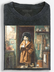 Vintage Slavic Cat??£¤s Slow Morning in the Kitchen Vintage Washed T-Shirt
