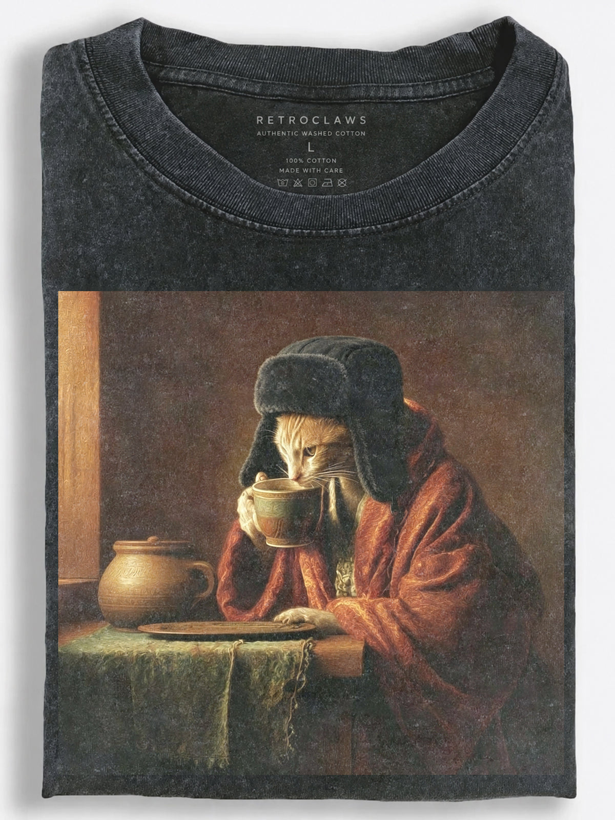 Vintage Slavic Cat??£¤s Quiet Tea Ritual Vintage Washed T-Shirt
