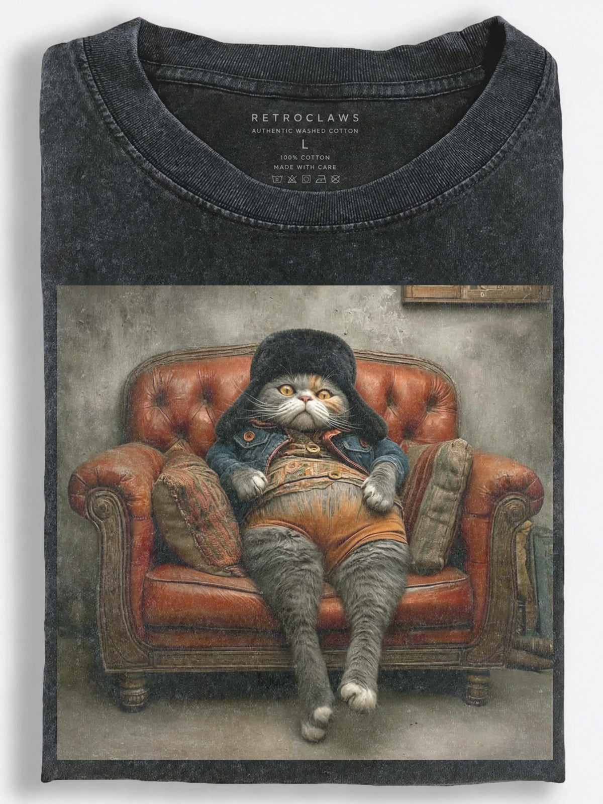 Vintage Slavic Lounge Cat Vintage Washed T-Shirt