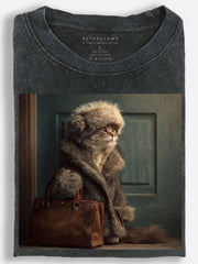 Business Trip Cat Vintage Washed T-Shirt