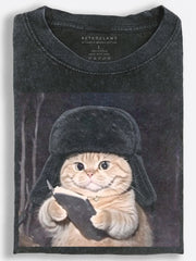 Note-Taking Cat Vintage Washed T-Shirt