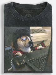 Work-From-Home Dog Vintage Washed T-Shirt