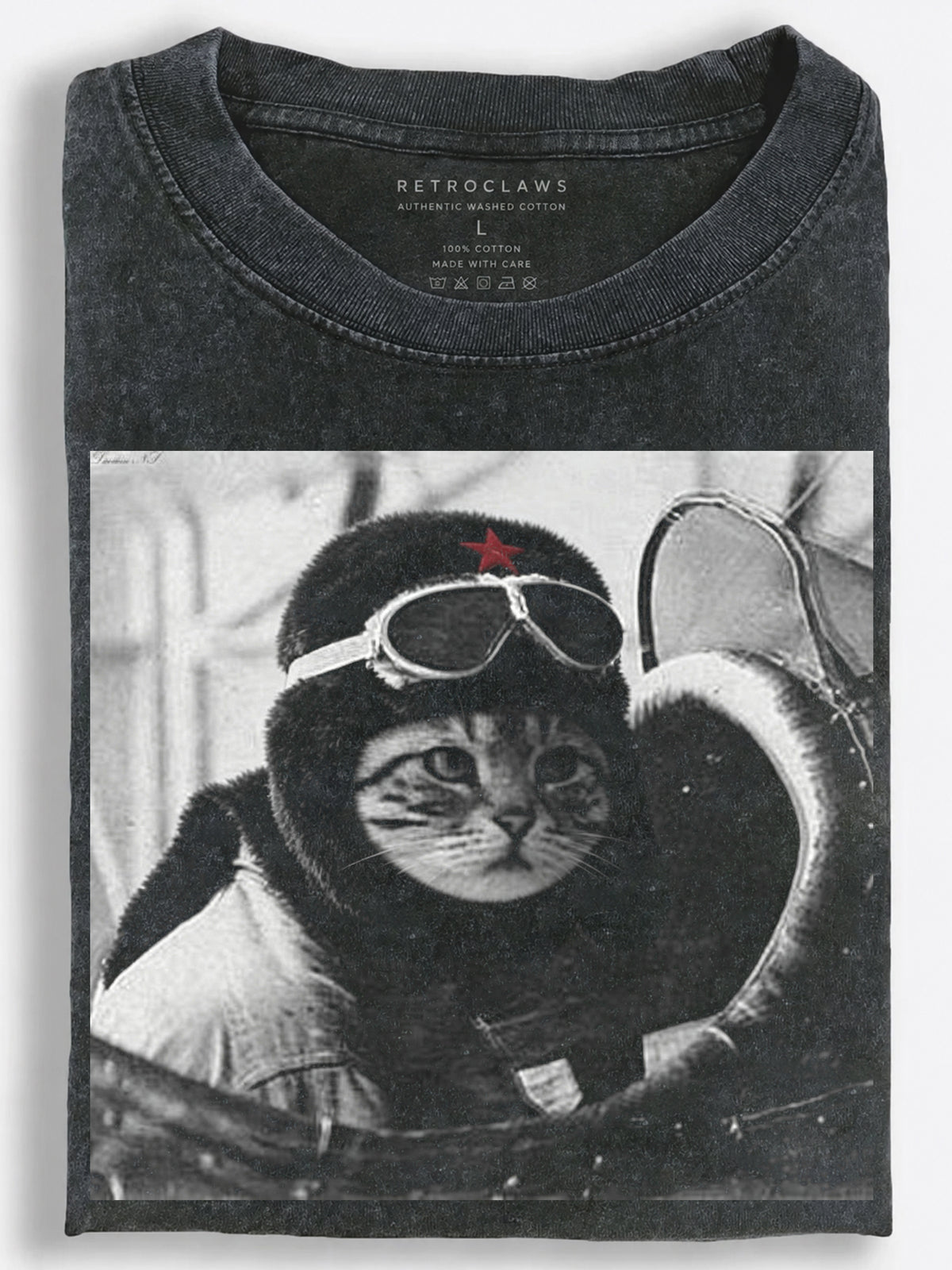 Aviator Cat Vintage Washed T-Shirt