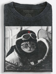 Aviator Cat Vintage Washed T-Shirt