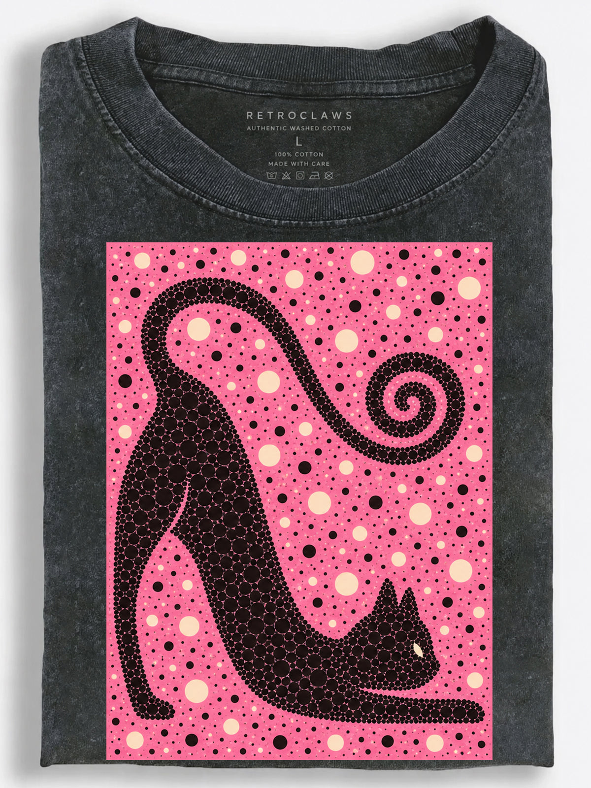 Stretching Black Cat Vintage Washed T-Shirt
