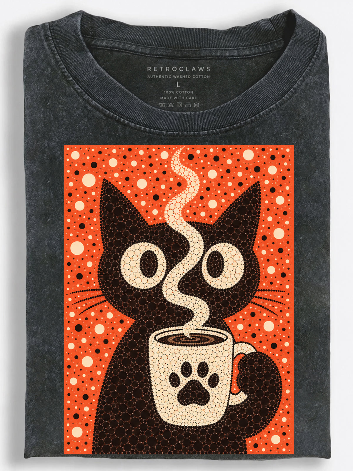 Coffee-Fueled Cat Vintage Washed T-Shirt